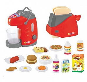 Ти-пот и тостер в наборе с другими аксессуарами (Junfa Toys, 979-16)